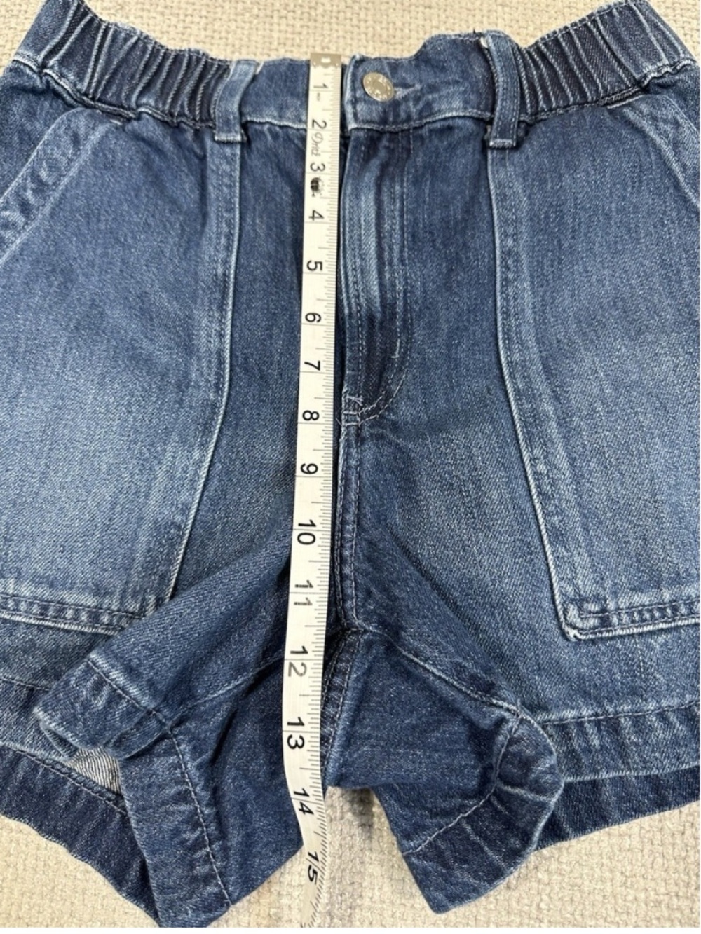 GAP High Rise Utility Shorts Dark Wash Elastic Waist Denim Shorts Medium - Picture 5 of 10